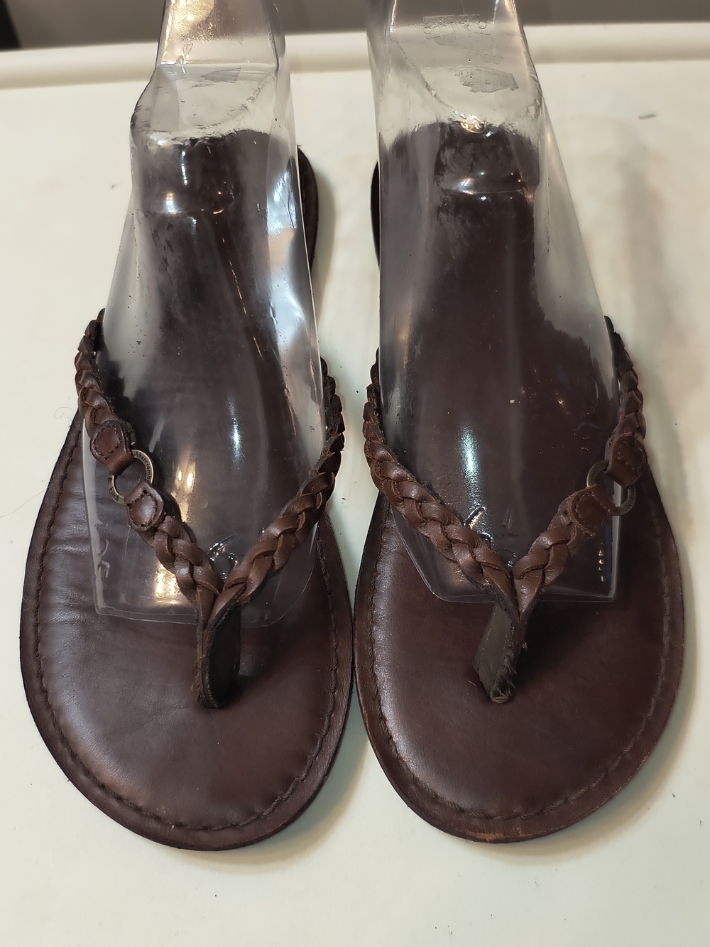 Abercrombie & Fitch Brown Leather Braided Thong Sandals Flip Flops Women's 7